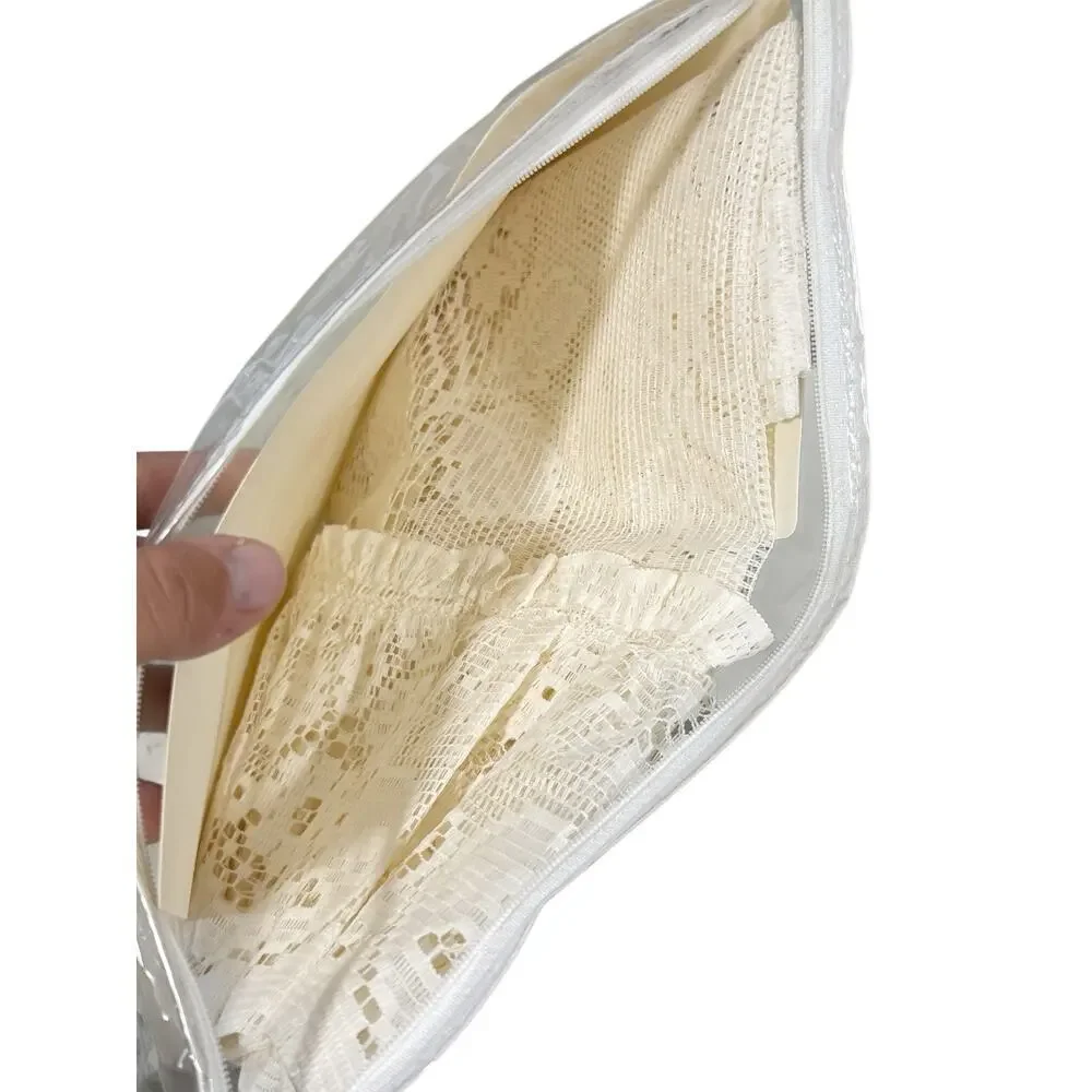 Vintage Elizabeth Gray Eggshell Lace Amboise Insert Valance Curtain Panel‎ 46X14
